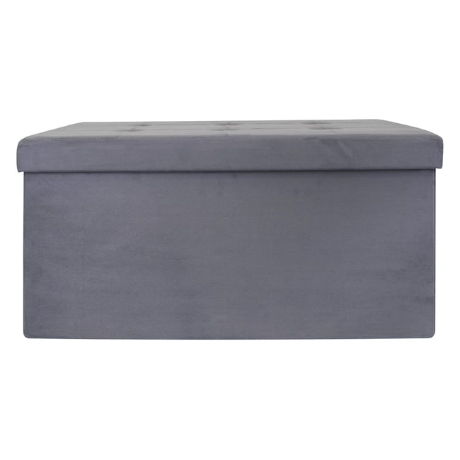 Coffre de rangement banc pliable Suedine Gris foncé gris foncé <span itemprop=