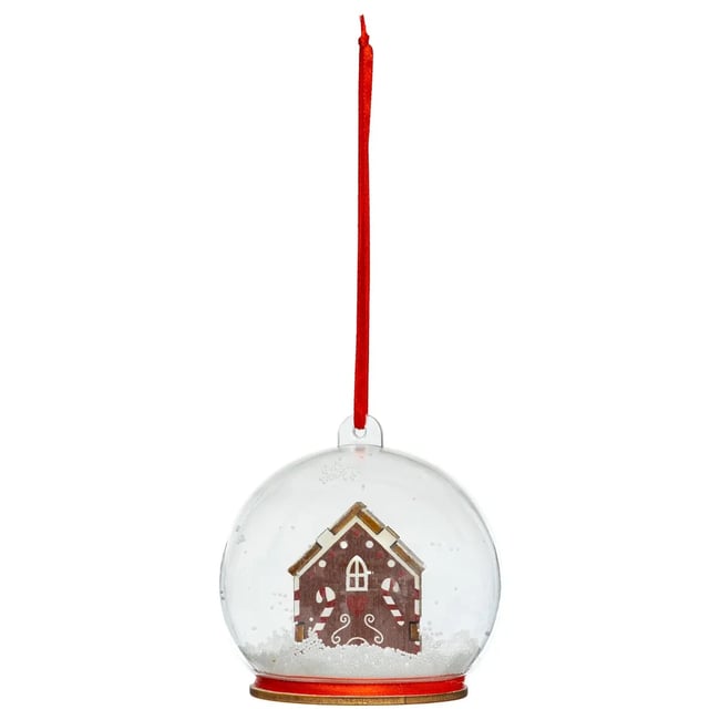 Boule de Noel transparente Maison petit biscuit Couleur marron <span itemprop=