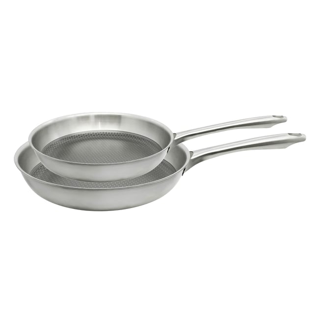 Set de 2 poêles 24 et 28 cm et revêtement RELIEF PASSION gris <span itemprop=