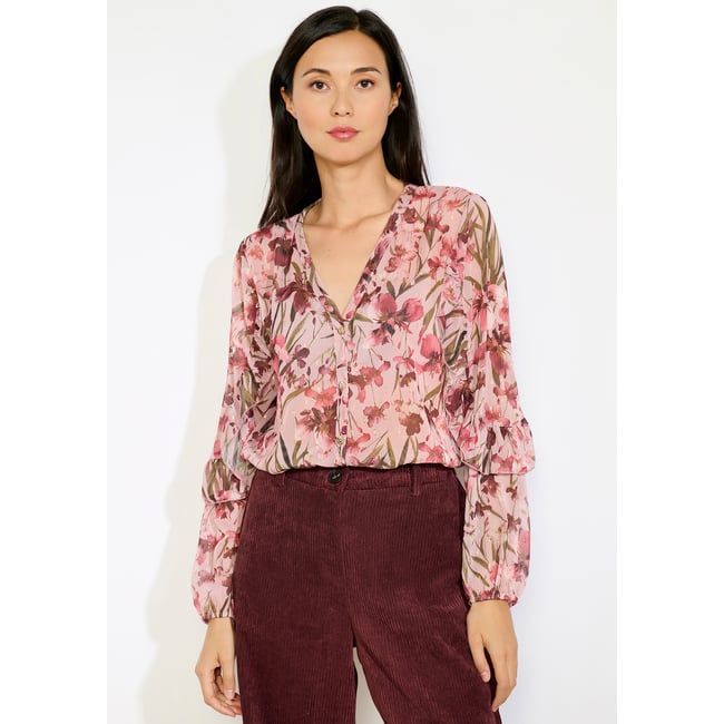 Chemise Boyfriend Fleurie Rose Et Bleu - Magnolia Pearl - Taille Unique En Coton