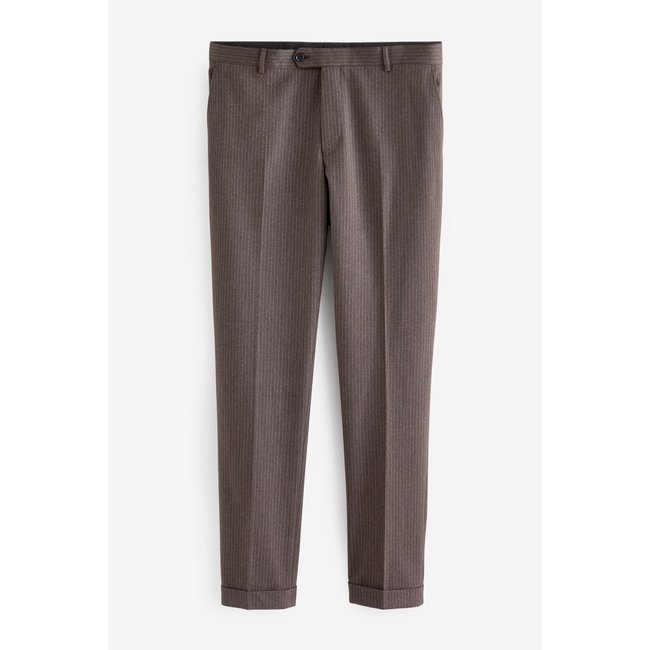 Pantalon de costume slim rayé coupe classique marron <span itemprop=