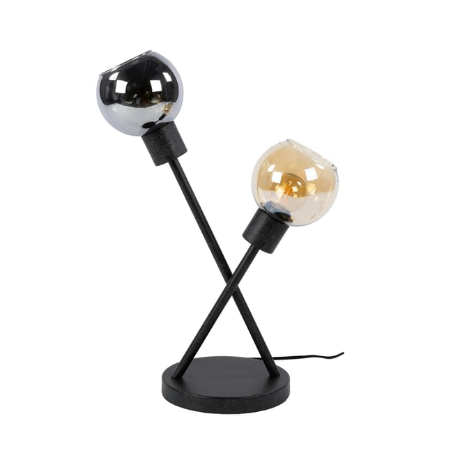 Lampe de salon 2 torches verre ambré et chromé NIAGARA Couleur noir <span itemprop=