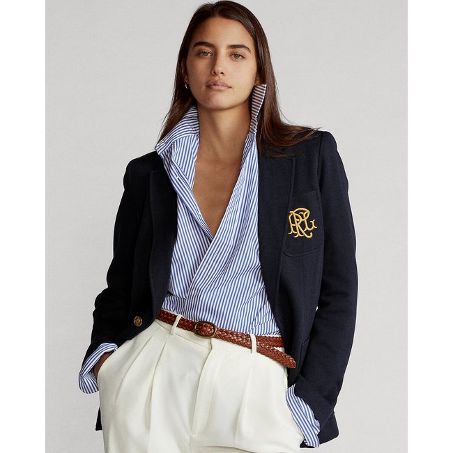 Blazer coupe cintrée marine <span itemprop=