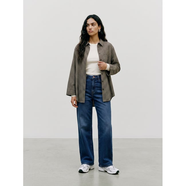 Jean À Coupe Large dark blue denim <span itemprop=