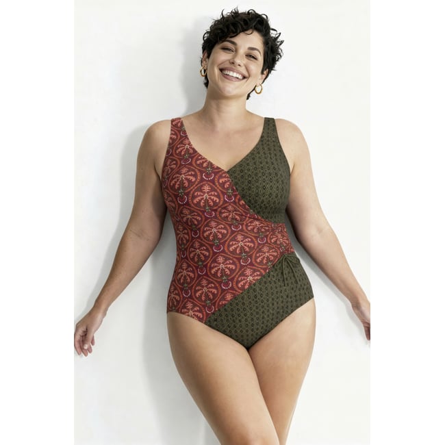 Maillot de bain à bonnets souples rouge pur <span itemprop=