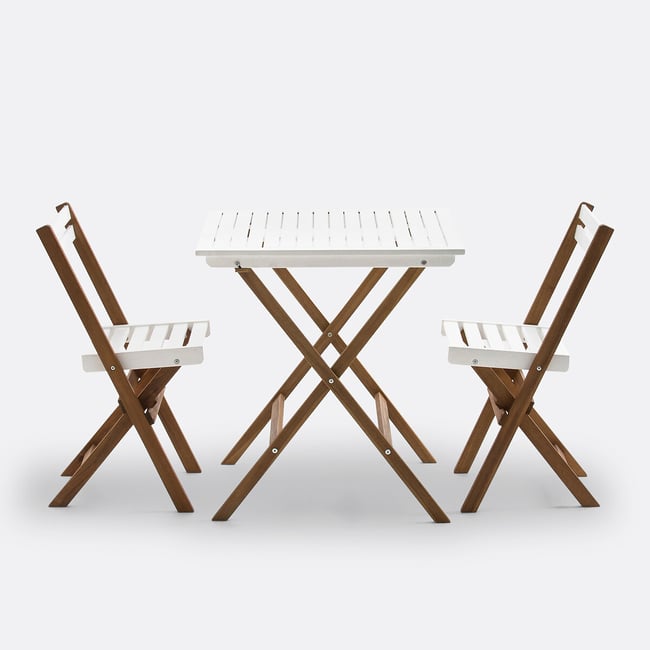 Set de jardin pliable, en acacia, 2 places, table carrée et 2 chaises, DUDENA - LA REDOUTE INTERIEURS