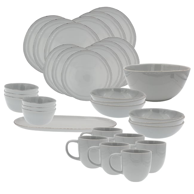 Service de table 32 pièces, GALET Couleur gris <span itemprop=