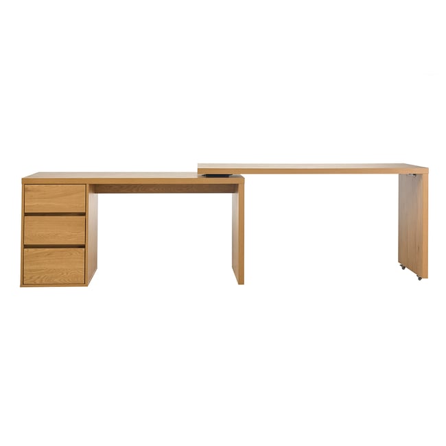 Bureau modulable avec rangements finition bois clair chêne L153-269 cm MELVIN - MILIBOO