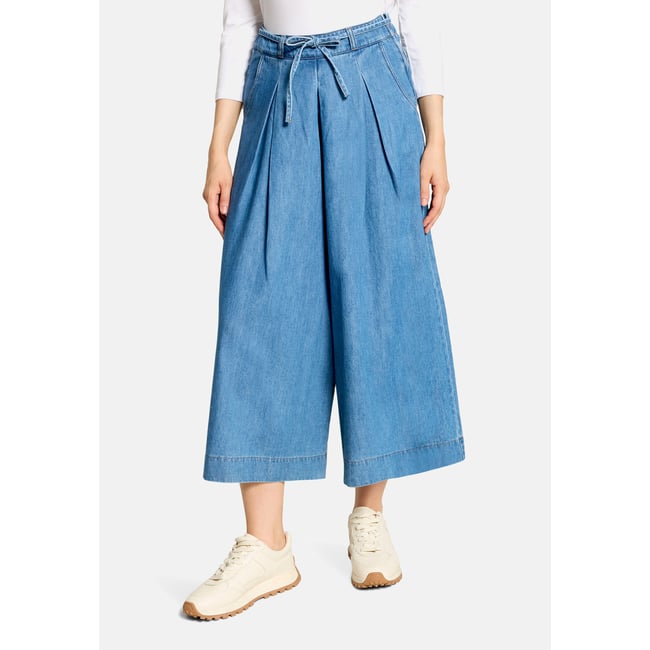 Jupe-culotte à pinces bleu <span itemprop=
