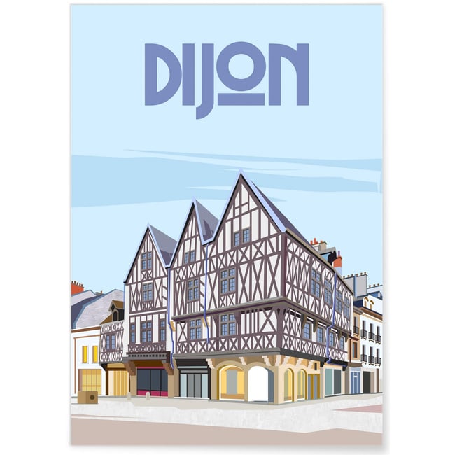 Affiche ville Dijon 2 Couleur blanc <span itemprop=