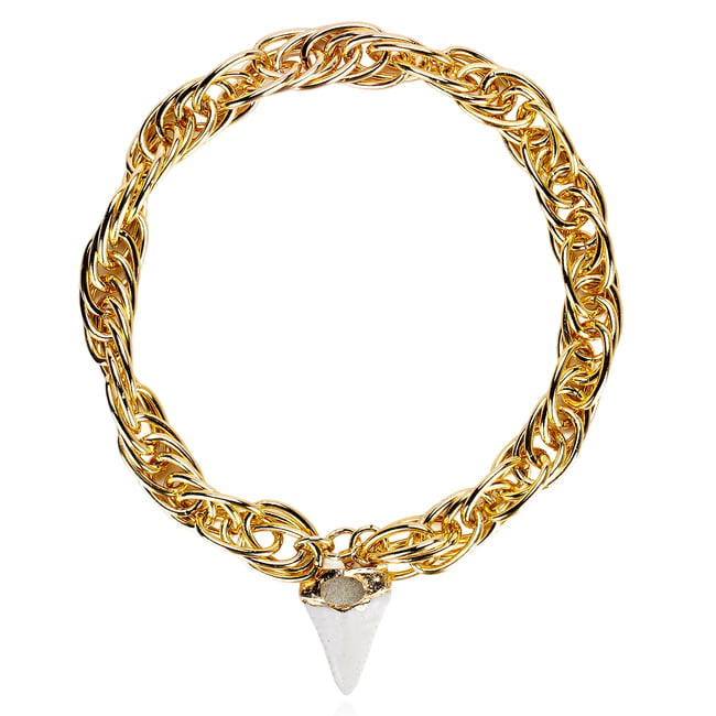 Collier chaîne grosse maille avec pendentif MOODY blanc <span itemprop=