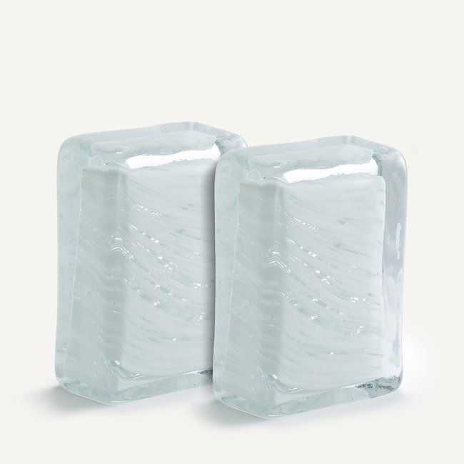 Set of 2 Diafani Glass Bookends, white, AM.PM