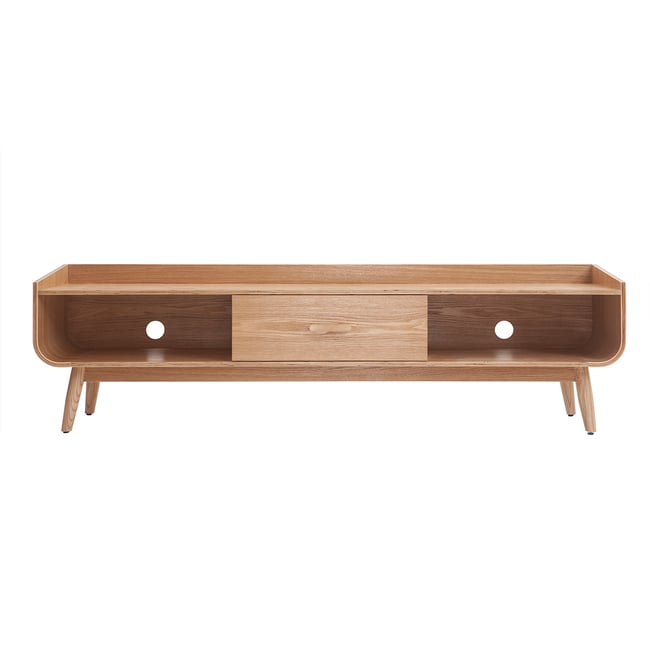 Meuble TV scandinave en bois L180 cm HALLEN Couleur frêne <span itemprop=