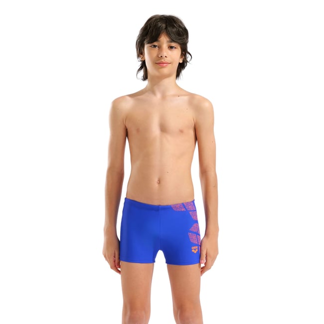 Short de bain taille basse pour garçon arena Feel Kikko neon blue-team orange <span itemprop=