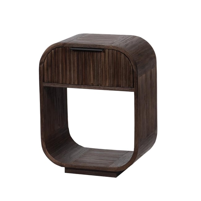 Table de chevet 1 tiroir Aronia 45 cm en teck recyclé Couleur marron <span itemprop=