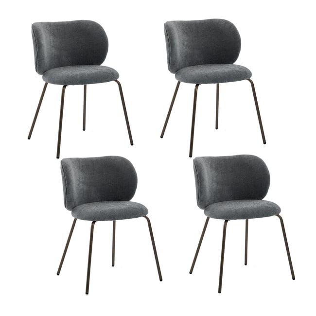 Lot de 4 chaises de salle à manger modernes en chenille tissu, KAROMIC - MEUBLES COSY