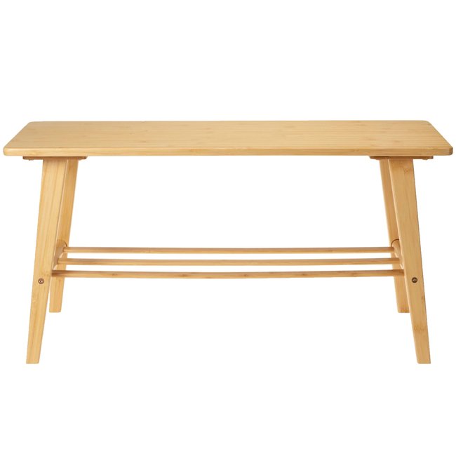 Banquette d'entrée en bambou avec étagère à chaussures 80x30x4Ocm Couleur bois <span itemprop=