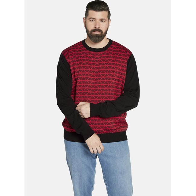 Pull EARL ALAN rouge à dessin <span itemprop=