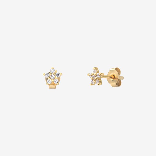 Paire de boucles d'oreilles doré à l'or fin AIMÉE oxyde de zirconium blanc <span itemprop=