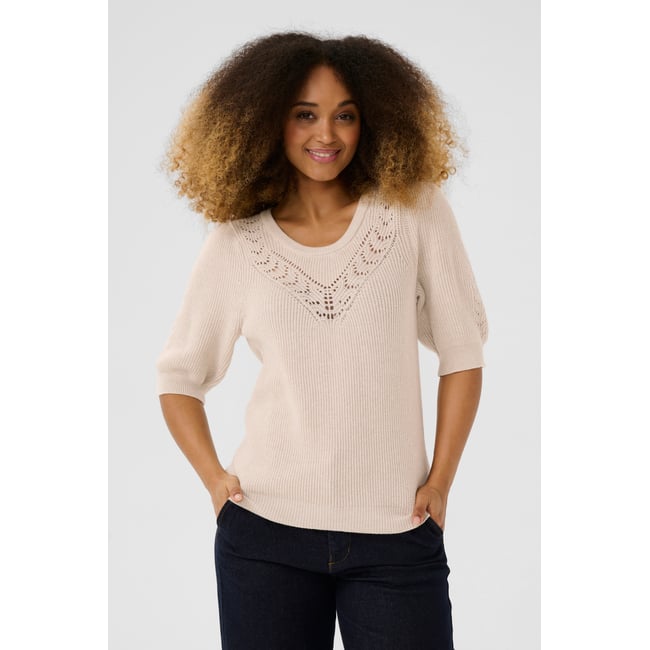 Pullover tricoté beige ancient scroll melange <span itemprop=
