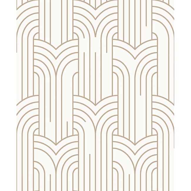 Papier peint géométrique Art Déco blanc et or Couleur beige <span itemprop=