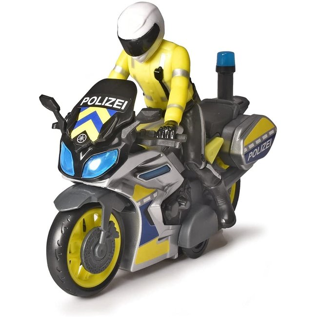 Moto de police jaune <span itemprop=
