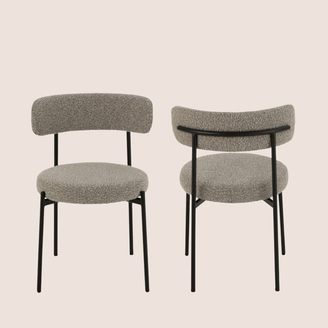 Chaises design en métal noir et bouclette (lot de 2) - GERDA - HELLIN, DEPUIS 1862