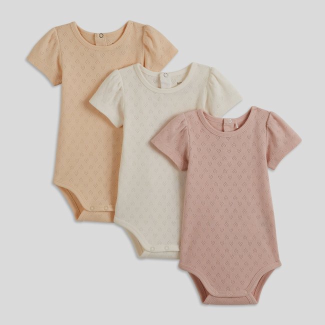 Lot de 3 bodies manches courtes, en coton BIO, certifié OEKO-TEX buvard <span itemprop=
