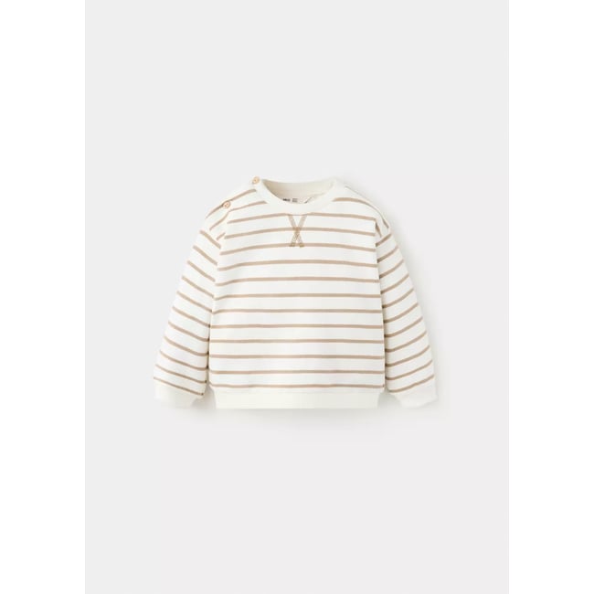 Sweat-shirt coton rayures blanc cassé <span itemprop=