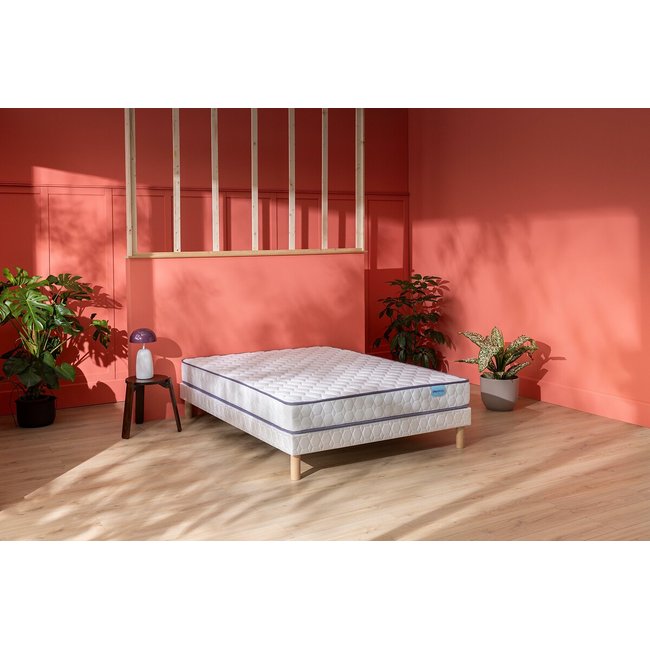 Ensemble matelas ressorts ensachés + sommier Natty Couleur blanc <span itemprop=