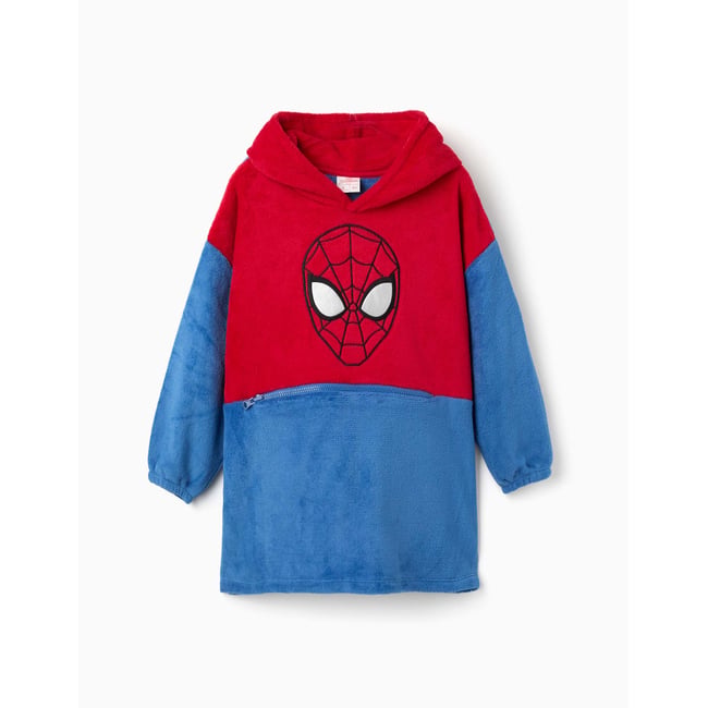 Sweat à capuche convertibible en polaire corail avec Spider-Man rouge <span itemprop=