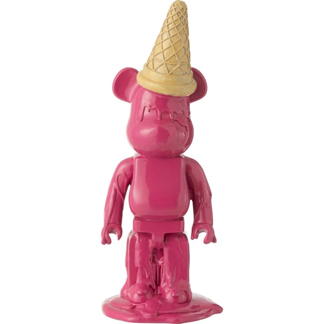 Figurine ours cornet de glace Couleur fuchsia et beige <span itemprop=