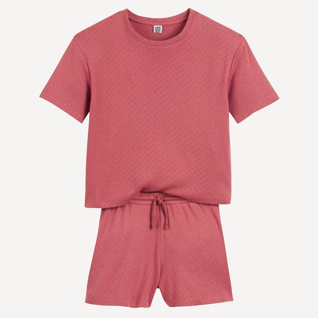 Pyjashort en maille pointelle terracotta LA REDOUTE COLLECTIONS