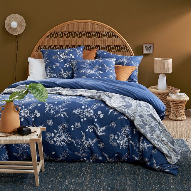 Housse de couette en coton/lin lavé, Balina bleu de prusse <span itemprop=