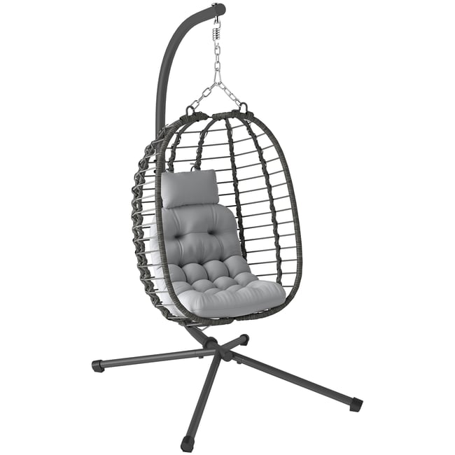 Fauteuil balancelle en rotin Résine tressée gris <span itemprop=