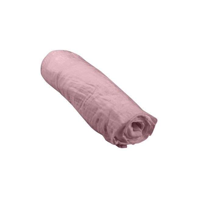 Drap Housse en Gaze Coton tendance uni bebe rose <span itemprop=