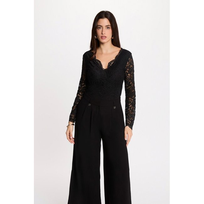 Body col V, en dentelle noir <span itemprop=