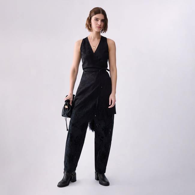 Pantalon ballon avec imprimé floqué denim noir <span itemprop=