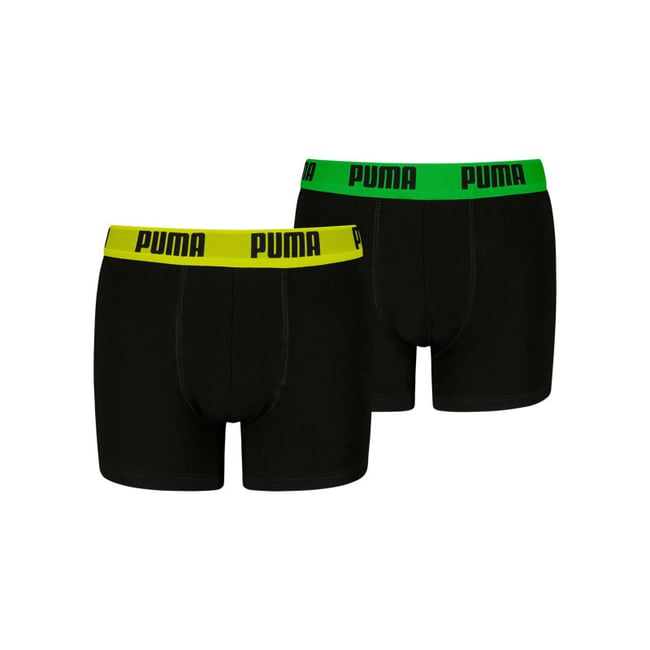 Lot de 2 boxers en coton noirs unis à ceintures de couleurs différentes noir <span itemprop=