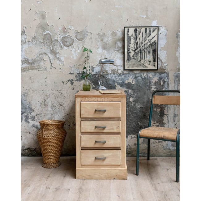 Petit meuble de rangement à tiroirs Valery N°154 - Bon état Couleur bois clair <span itemprop=