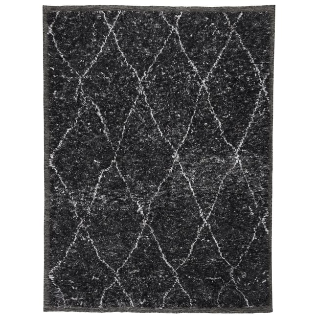 Tapis noué à la main en laine vierge viscose et polyester Couleur anthracite <span itemprop=