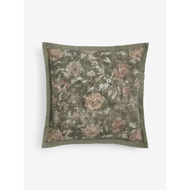 Coussin à imprimé floral heritage vert <span itemprop=