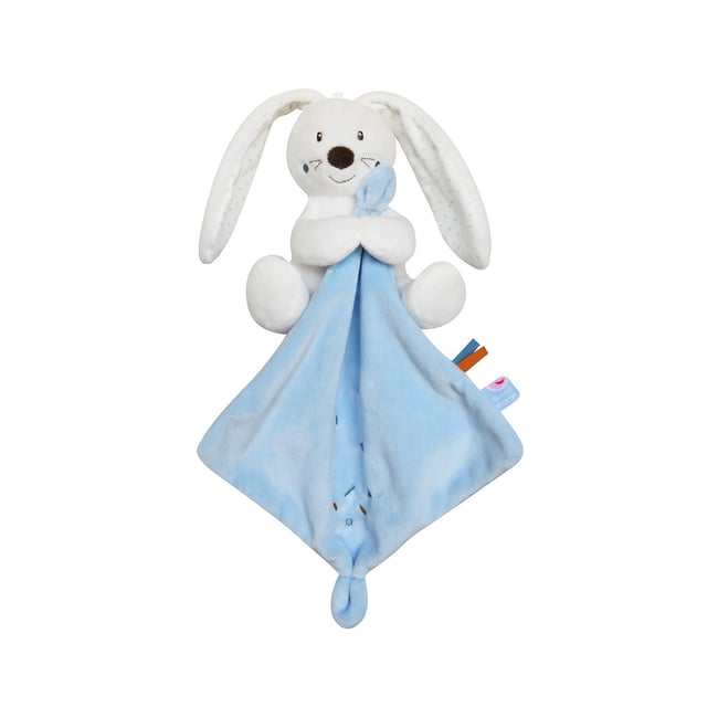 Doudou mouchoir xl lapin velours doux bleu <span itemprop=
