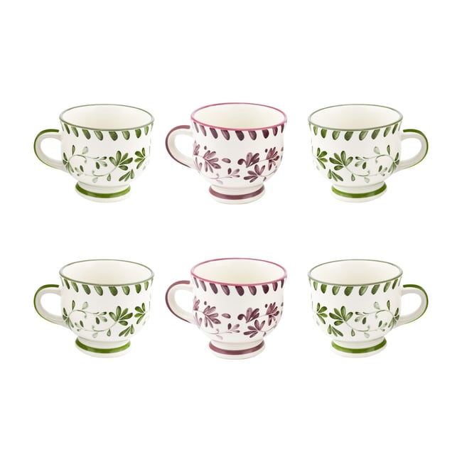 Lot de 6 mugs à pieds, TRATTORIA Couleur bleu <span itemprop=