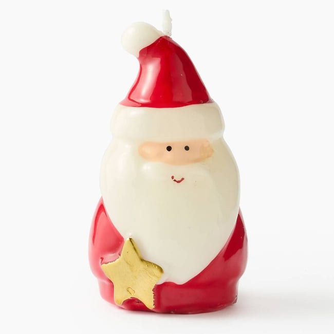 Bougie père noël étoile, 6.8x6.5x11.8cm, en cire Couleur rouge <span itemprop=