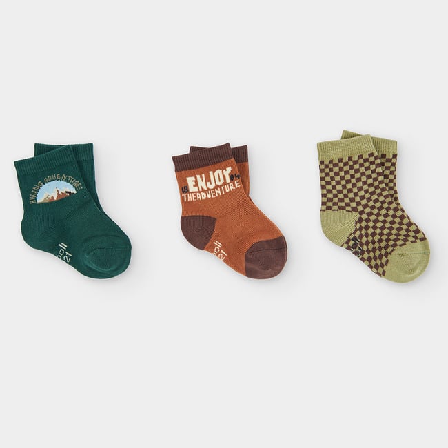 Lot chaussettes imprimées adventure marron <span itemprop=