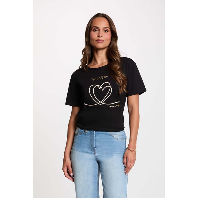 T-shirt brodé noir <span itemprop=