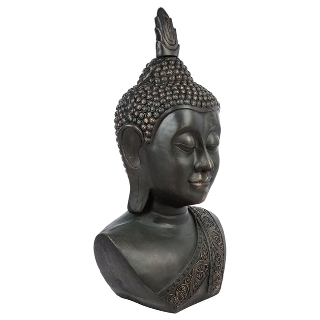 Statue Tête De Bouddha Couleur noir <span itemprop=
