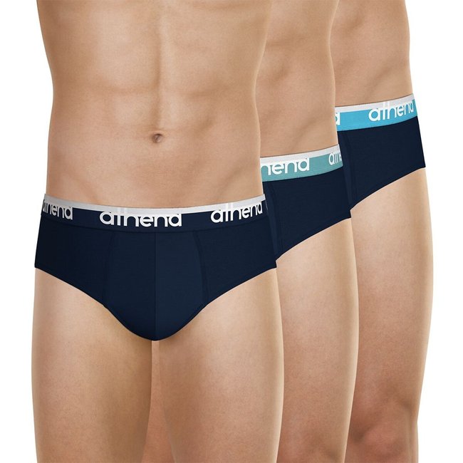 Set of 3 pure cotton Tonic briefs, navy blue, ATHENA