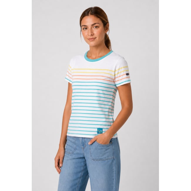 Marinière Femme - coton léger blanc/ citronelle/ peach n <span itemprop=